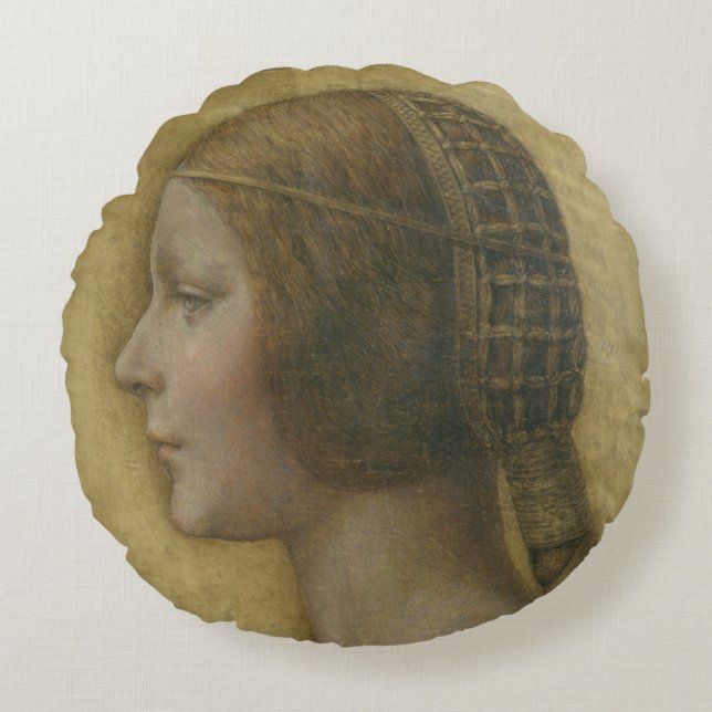 De mooie prinses (door Leonardo da Vinci) Rond Kussen (Voorkant)