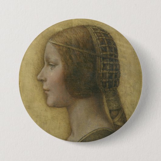 De mooie prinses (door Leonardo da Vinci) Ronde Button 7,6 Cm (Voorkant)