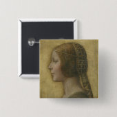 De mooie prinses (door Leonardo da Vinci) Vierkante Button 5,1 Cm (Voorkant /achterkant)