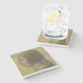 De mooie prinses (van Leonardo da Vinci) Stenen Onderzetter (Zijkant)