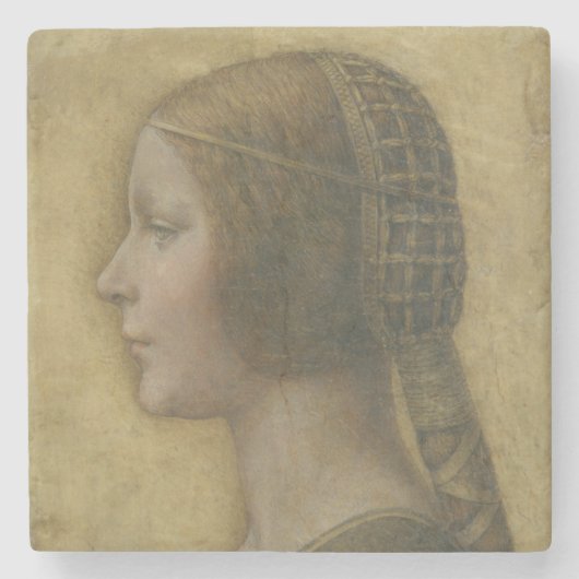 De mooie prinses (van Leonardo da Vinci) Stenen Onderzetter (Voorkant)
