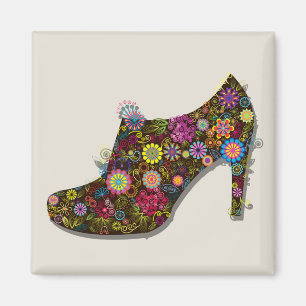 De mooie Retro Schoen van de Bloem & van de Vogel Magneet