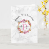 De mooie Roze BloemenVerjaardag van het Monogram Kaart (Gele Bloem)