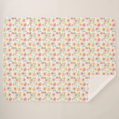 De mooie Roze Gele Bloemen van de Waterverf Sherpa Deken (Voorkant (horizontaal))