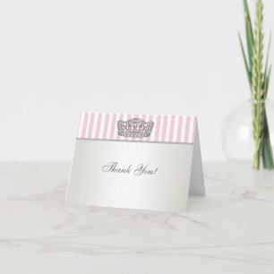 De mooie Roze Prinses dankt u kaardt Bedankkaart