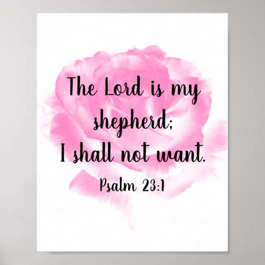 De mooie roze roze bijbel citeert het 23ste psalm poster (Voorkant)