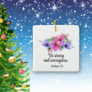 De mooie Schrift is sterke moedige bloem Keramisch Ornament