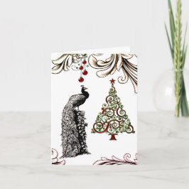 De mooie Vakantie van de Pauw en van de Kerstboom Bedankkaart