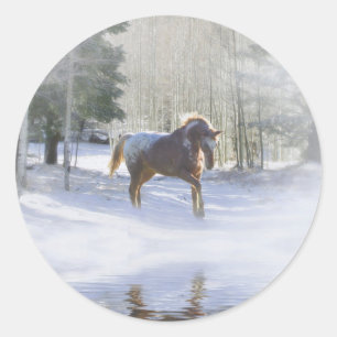 De Mooie Vakantie van het paard en van de Sneeuw Ronde Sticker