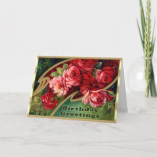 De mooie Victoriaans Bloemen Mooie Roze Verjaardag Kaart