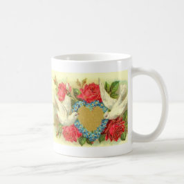 De mooie Vintage Duiven & de Rozen van Valentijn Koffiemok