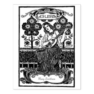 De mooie Vintage Ex Naam van de Douane Libris Rubberstempel