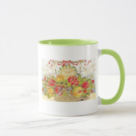 De mooie Vintage Mand van de Duiven & van de Rozen Mok