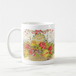 De mooie Vintage Mand van de Duiven & van de Rozen Mok