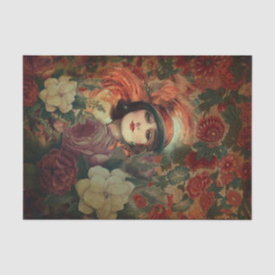 De mooie Vintage Tuin van de Bloem van de Vrouw Tissuepapier