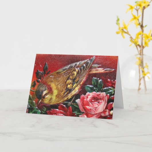 De mooie Vogel met nam toe Kaart (Gele Bloem)