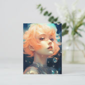 De mooie vrouw en bubbels briefkaart (Staand voorkant)