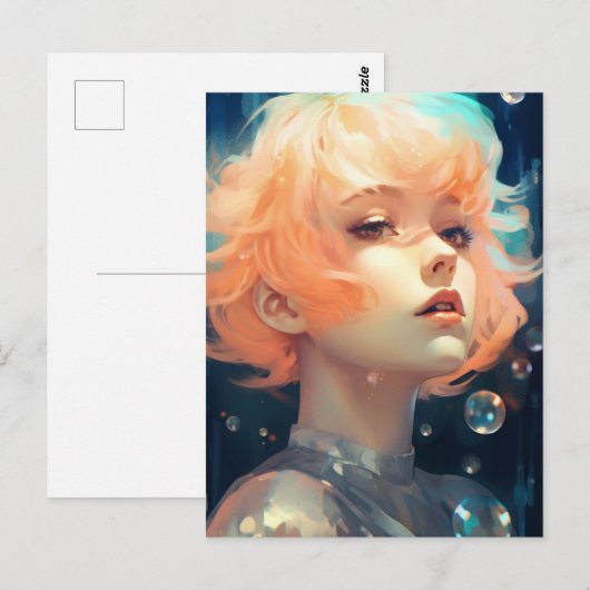 De mooie vrouw en bubbels briefkaart (Voorkant / Achterkant)