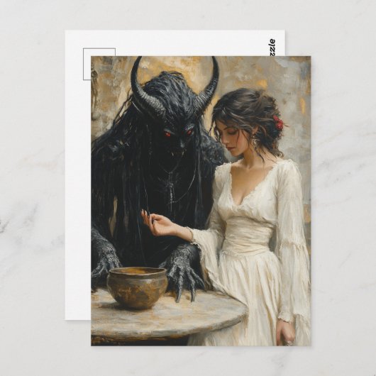 De mooie vrouw en de demon briefkaart (Voorkant / Achterkant)