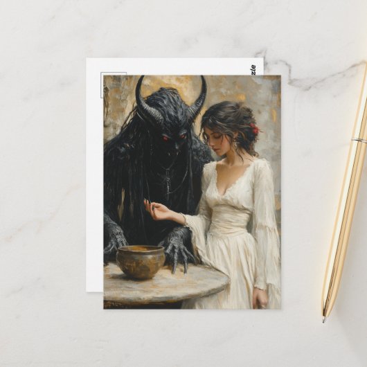 De mooie vrouw en de demon briefkaart (Voorkant / Achterkant in situ)