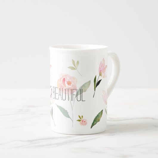 De Mooie Waterverf van Hello Bloemen Porselein Kop (Voorkant rechts)