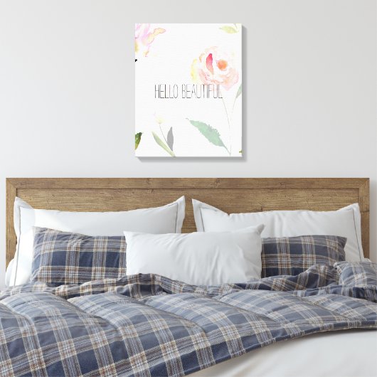 De Mooie Waterverf van het hallo Bloemen Canvas Afdruk (Insitu (Slaapkamer))