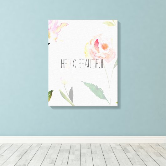De Mooie Waterverf van het hallo Bloemen Canvas Afdruk (Insitu (Houten vloer))