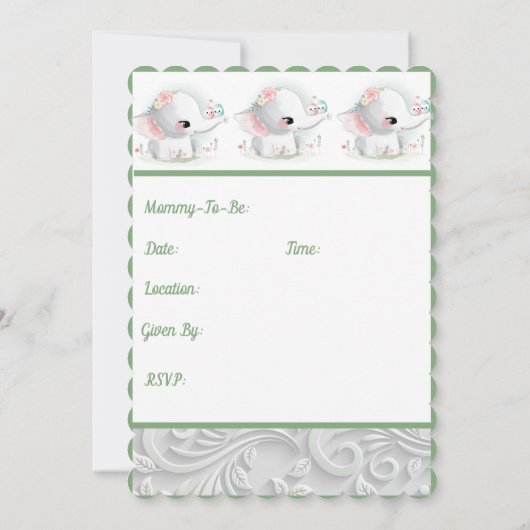 De mooie Witte Baby Boy of Girl Elephant Kaart (Achterkant)