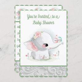 De mooie Witte Baby Boy of Girl Elephant Kaart