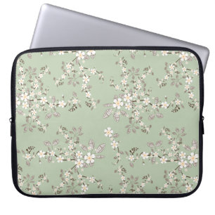 De mooie witte bloemen van de vintage boombloesem laptop sleeve