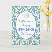 De mooie Witte Kaart van de Verjaardag van Januari (Gele Bloem)