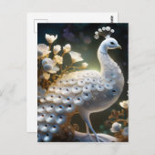 De mooie witte pauw is samensmeltende luminesc briefkaart (Voorkant / Achterkant)