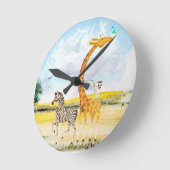 De mooie Zebra Giraffe Lemur van de kinderkamer Ronde Klok (Hoek)