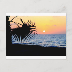 DE MOOIE ZONSONDERGANG VAN HET STRAND BRIEFKAART