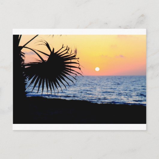 DE MOOIE ZONSONDERGANG VAN HET STRAND BRIEFKAART (Voorkant)