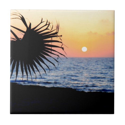 DE MOOIE ZONSONDERGANG VAN HET STRAND TEGELTJE (Voorkant)