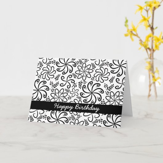 De mooie zwart-witte Kaart van de Verjaardag (Gele Bloem)