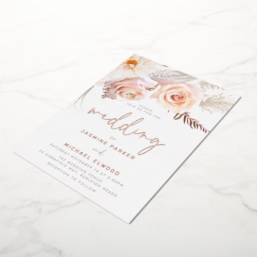 De mooiste bruiloft: goddelijke bloesem folie uitnodiging (Gedraaid)
