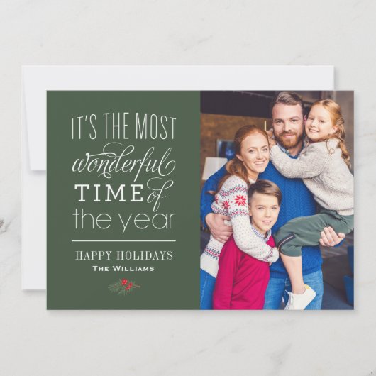 De mooiste donkergroene foto van de tijd feestdagenkaart (Voorkant)