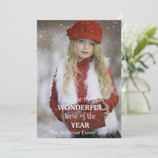 De mooiste Kerstmis voegt uw eigen foto toe Feestdagenkaart (Staand voorkant)