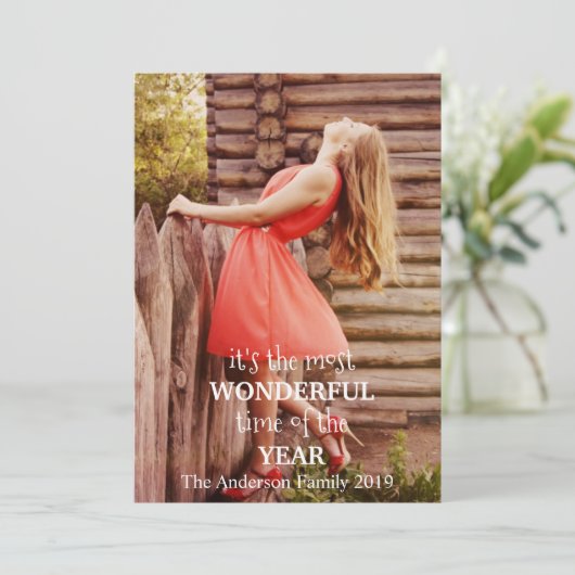 De mooiste Kerstmis voegt uw eigen foto toe Feestdagenkaart (Staand voorkant)