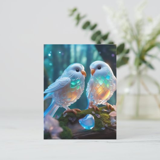 De mooiste liefdesvogels ter wereld zijn deze briefkaart (Staand voorkant)