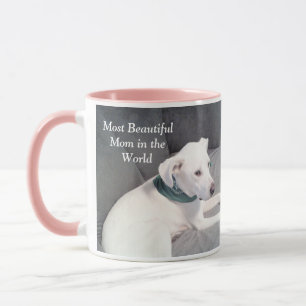 De mooiste mam Foto van Cute White Dog Pink Mok