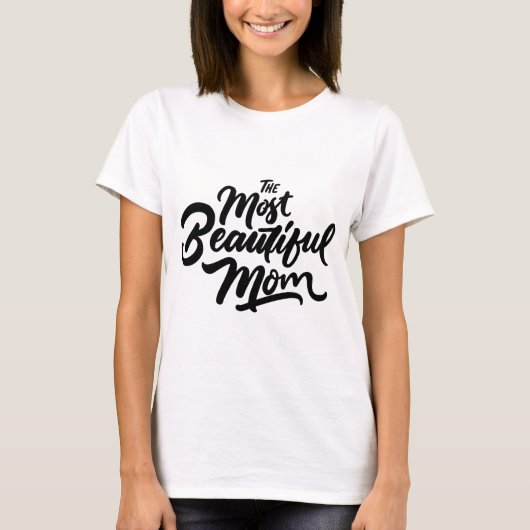 De mooiste moeder hand belettering t Shirt (Voorkant)