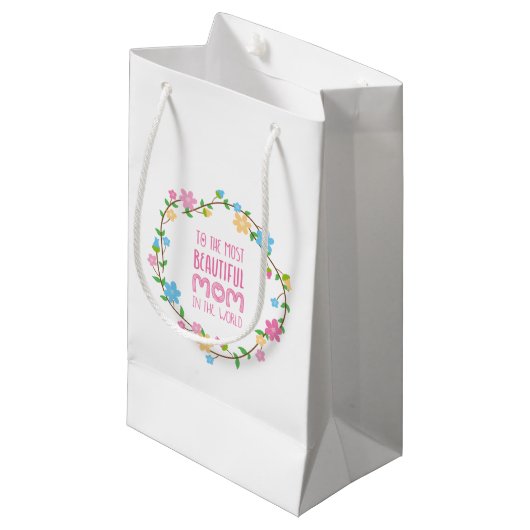 De mooiste Moederdag van mama | Gift Bag Klein Cadeauzakje (Voorkant Gekanteld)