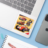 De mooiste oude raceauto’s sticker (Laptop met iPhone)