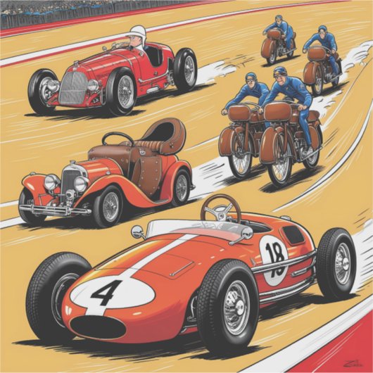 De mooiste oude raceauto’s sticker (Voorkant)