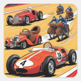 De mooiste oude raceauto’s vierkante sticker