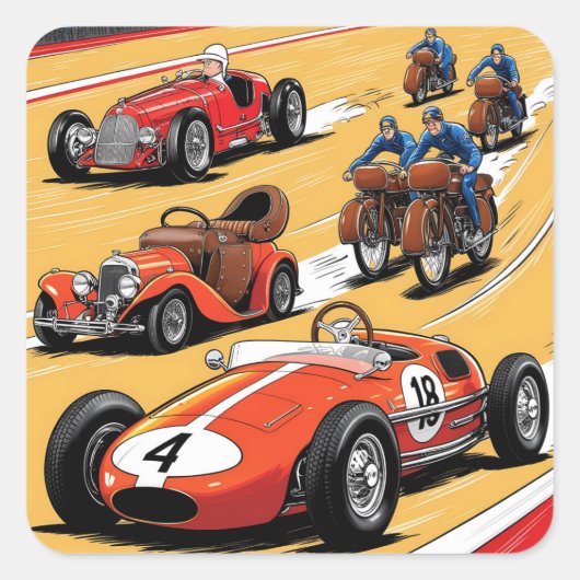 De mooiste oude raceauto’s vierkante sticker (Voorkant)