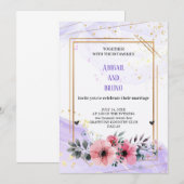 De mooiste paarse huwelijksuitnodiging kaart (Voorkant / Achterkant)